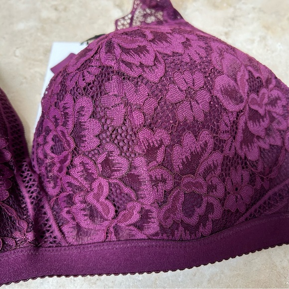 Knix women’s Deep V lace bralette size XXL burgundy red NWT! - Picture 7 of 13